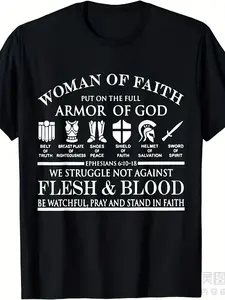 Christian Armor Of God 220Gsm Pure Cotton T-Shirt For Men & Women - Full Biblical Armor Suit Design (Breastplate, Helmet, Shield) - Faith Apparel, Church Outfits, Religious Clothing