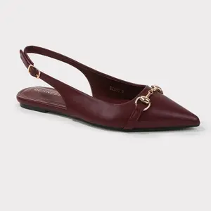 Rio Chain Accent Faux Leather Slingback Flats