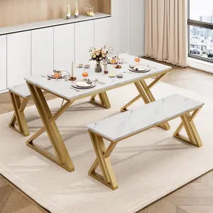 Dining Table Set for 4,Kitchen Room Table Set with Benches,Dining Room Table Set for Home,Room,Kitchen