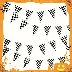 20 Piece Plaid Banner Set, Racing Party Decorations, Birthday Supplies, Indoor Outdoor Activities, Halloween Christmas Theme Parties