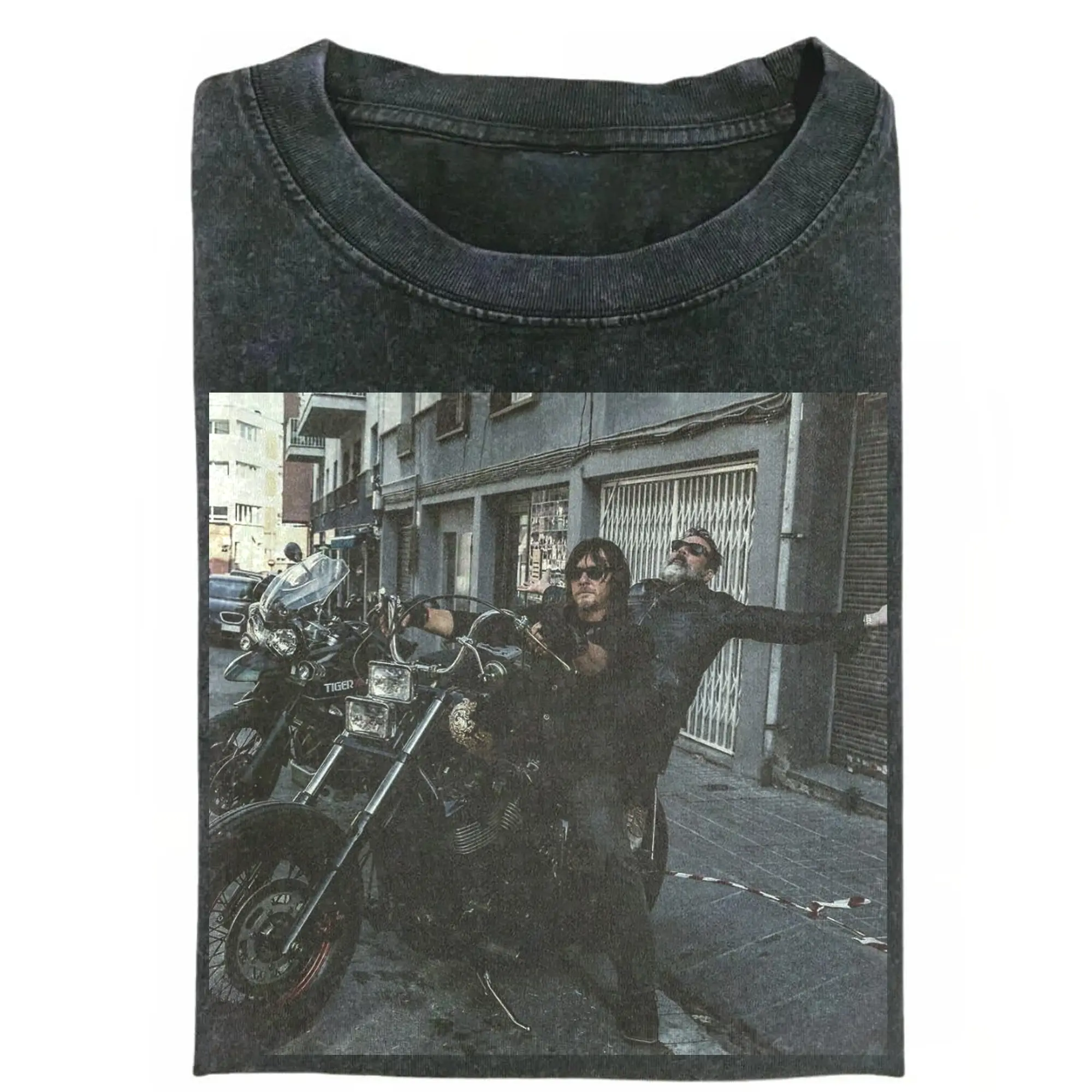 The Walking Dead Biker Meme Graphic Tee, Daryl Dixon Negan Motorcycle Funny Parody T-Shirt, Unisex Cringe Retro Humor Shirt, Menswear Womenswear Streetwear, Gift for Men, Gift for Women, Crew Neck T-shirt, Trending T-shirt