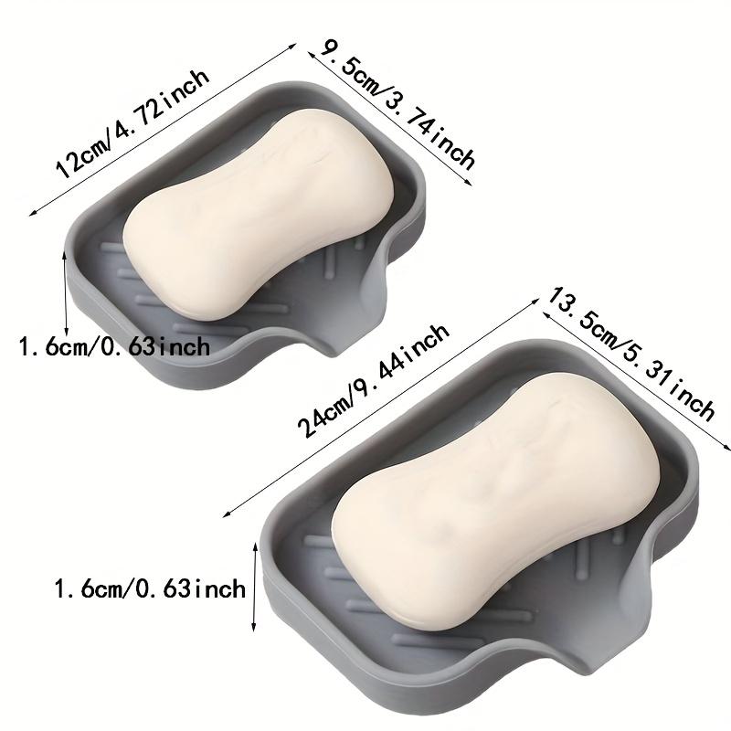 Silicone Soap Dish with Drain, Self-Draining Soap Holder for Shower, Bathroom, Kitchen Sink, Non-Slip Bar Soap Tray, Keep Soap Dry, 2 Sizes Available