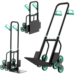 Stop Ruining Your Back! 🛑 Viral 440 LBS Stair Climbing Dolly - 6-Wheel Heavy Duty Folding Hand Truck with Telescoping Handle - 2-in-1 Grocery & Moving Lifehack for Apartment Stairs