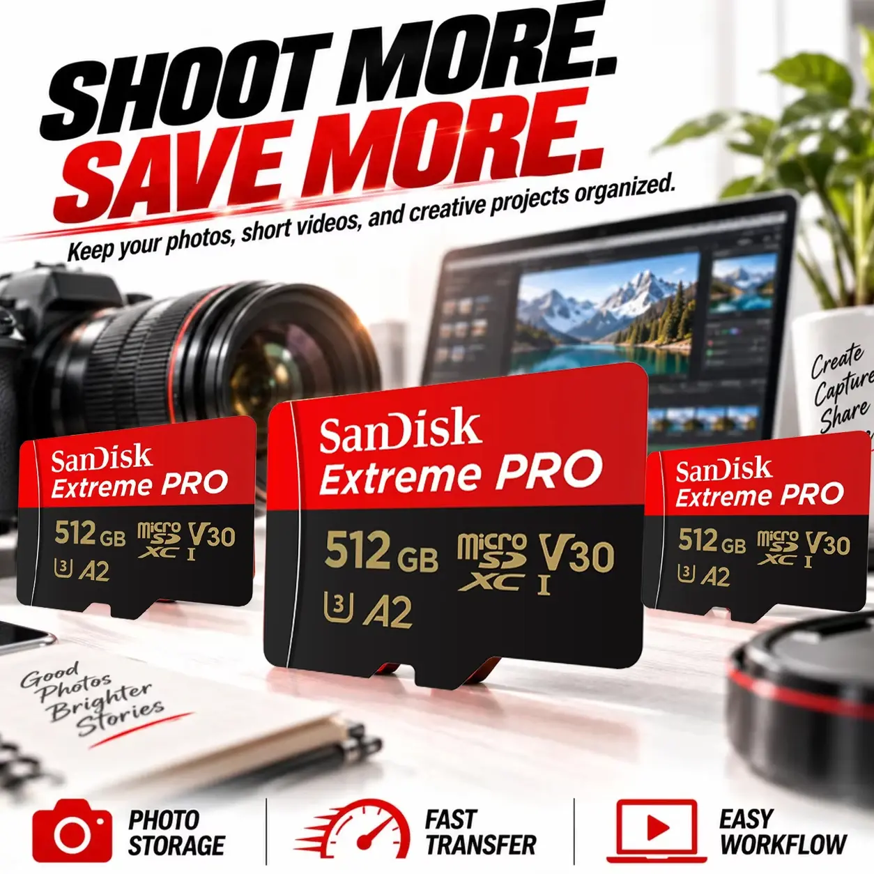SanDisk Micro TF SD Card Top Quality 256GB 512GB SD Card UHS-I U3 V30 2026 New 32GB 128GB 64GB Micro Card Hot Sale High Speed