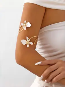 1pc Floral Arm Cuff Bracelet Set, Flower Upper Arm Bands, Trendy Statement Arm Jewelry for Women, Fashion Accessories