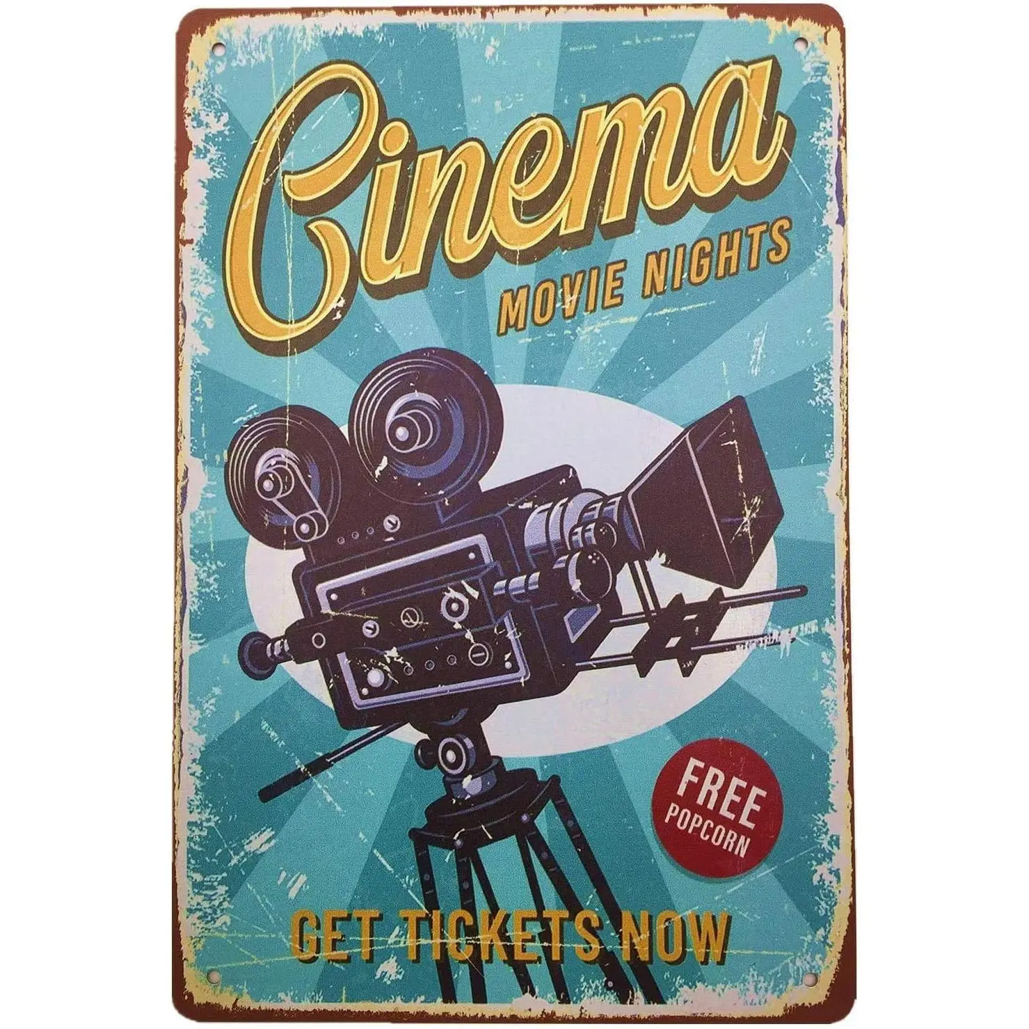 Cinema Movie Nights Poster Vintage Home decor Tin Sign Retro Metal Bar Pub Poster 8 x 12 Get Tickets Now