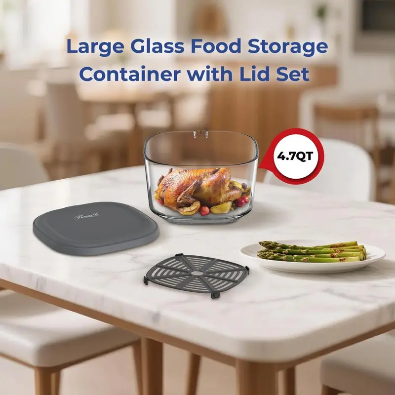 Rosewill 4.7QT Transparent Glass Cooking Pot with Storage Lid