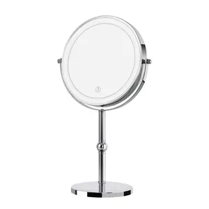 Lighted Makeup Mirror with Brighter Lights,1x/10xTrue HD Magnifying Tabletop Vanity Mirror with Touch Control, 360°Rechargeable