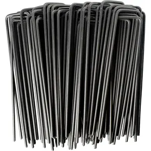 6" Landscape Stakes Ground Pins 200 Pack, Lawn Weed Staple, 11-Gauge(3.0mm) Sod Securing Pegs for Securing