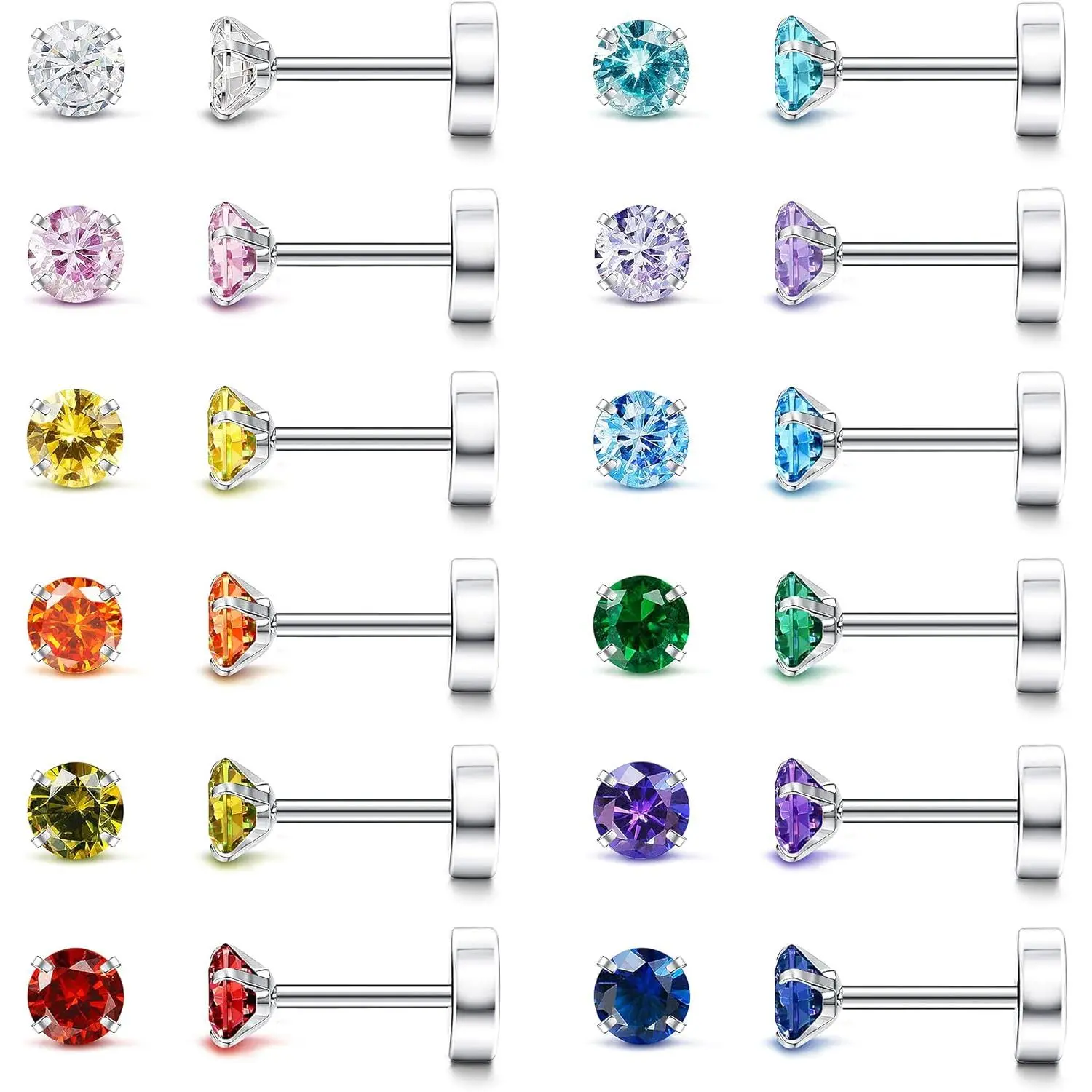 B. 12Pairs, 4MM Birthstone set