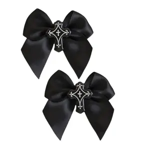 2PCS Cute Sweet Girly Dark Bow Hair Clip Bow Ribbon Y2K-style Bow Bunches