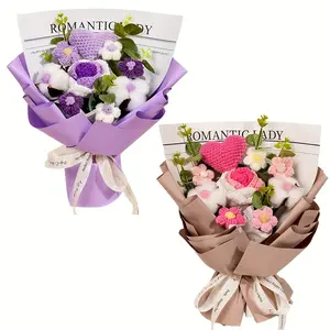 Handmade Crochet Flower Bouquet, 1 Count Artificial Flower Bouquet, Knitted Yarn Flowers for Birthday Gift, Home Decor, Party Decor, Fruit, Decorative Bouquet