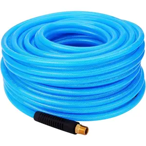 Reinforced Polyurethane (PU) Air Hose, 1/4"x100ft, 300 PSI, Air Compressor Hose With 1/4" MNPT Brass Endings