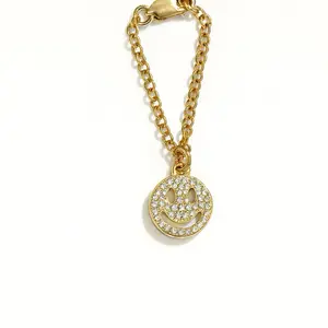 Watch Chain with Smiley Face Pendant Gold Plated Jewelry for Women