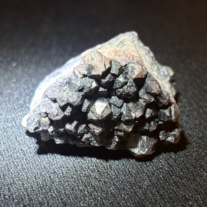 Dark Crystal Crown Cluster with Black Druzy Points and Layered Matrix