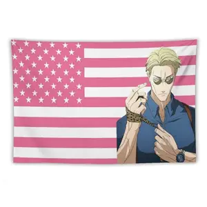 Gojo Satoru Jujutsu Kaisen wall tapestry poster for college dorm cave bedroom living room office party decoration gift Decorative Light Peach 40X30In (102X76Cm)