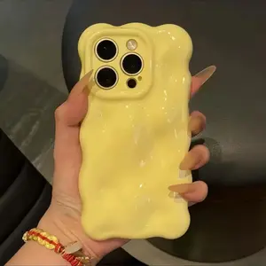 Cute Pastel Bubble Wave Phone Case For iPhone 11 12  13 14 15 16 17 Air Pro Max Plus Luxury Glitter Cover Shockproof  Slim Fit