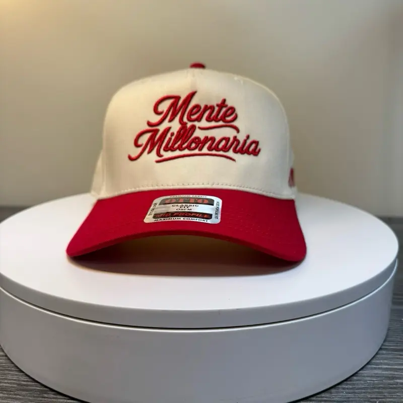 Mente Millonaria Hat - Natural & Red Trucker Cap with Embroidered Logo for Men and Women