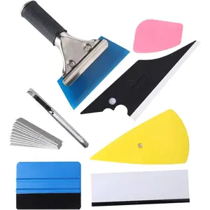8 in 1 Car Window Film Tinting Tools Auto Vinyl Wrap Installation Precut Window Tint Kit with Felt Squeegee Window Tint Squeegee Vinyl Squeegee Utility Knife Blades