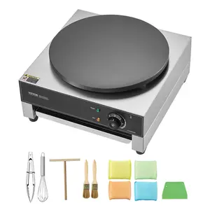 Spring new arrivals Electric Crepe Maker, 16-Inch Commercial Crepe Machine, 1700W Flat Plate Crepe Griddle, Nonstick Stainless Steel Pancake Making Machine, Desktop Circular Cereals Pancake Stove with Temp Control