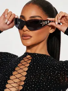 Y2K Style Frameless Vintage Fashion Glasses, Uv400 Lens for Daily Wear, Casual All Seasons PC Frame Eyewear, Vintage Rimless Sunglasses, Trendy Styling Sunglasses, Modern Trendy Sunglasses