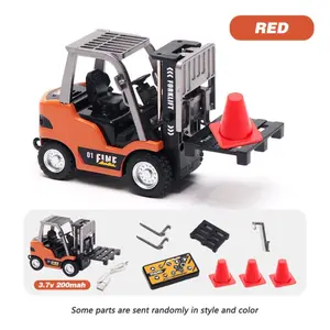 1:64 RC Forklift Toy with Adjustable Mast and Crane, Switchable Between Forklift and Crane, Mobile APP Control for Kids 6 Years Plus
