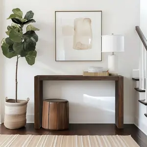 360 stand Modern Rectangular Multi-Use Solid Wood Monterey Console Table, 54X15x32" in, Brown (Model II120-0509)