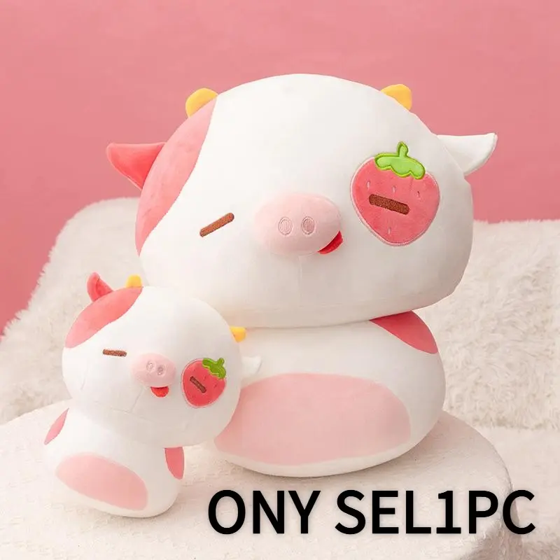 Cute Piggy Plushie Throw Pillow, Cute Animal Design, Kawaii Stuffed Animals, Soft Huggable, Soft Stuffed Strawberry Love Piggy, Squishy Plush Animal Pillow, Perfect for Gift, Room Decor, Festival Decorations, Soft Cuddly Gift