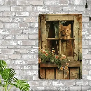 Vintage Iron Cat Wall Art Measuring 8x12 Inches Ideal Home Decor for Bedroom Living Room Office and Garden Spaces