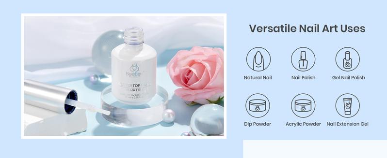 Beetles Hema Free Glitter Gel Top Coat, Pearl Green 2-IN-1 No Wipe Top Coat, Long Lasting Soak Off Pearlescent Shimmer Gel Gold Glitter Nail Polish For Nail Art