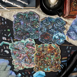 12 Sheets Pet Sticker Pack, Micro World Series Horror Theme Decorative for Journals & Water Bottles, 4 Styles X 3 Sheets, High Adhesive Stickers