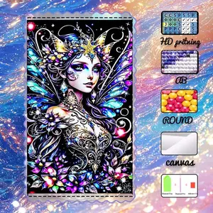 DIY 5D flocked cloth diamond painting kit, AB drills, fairy dust drills, crystal drills; fairy, butterfly, flowers diamond embroidery; special craft diamond art kit, wall decor, gift for family, loved ones, friends.