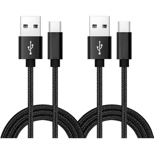 USB Type C , [2Pack] 2FT USB C  Nylon Braided Fast  for Galaxy S10 S9 S8 Plus Note 9 8, Pixel,  Z,  V30 V20 G5, Xperia,  and More (Black, 2 FT)