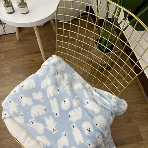 Soft Plush Bear Print Blanket, Comfortable Bedspread, Stroller Cover and Baby Crib Sheet with Cute Bear Pattern, Warm Bedding Accessories, All-Season Bedding, Bed Linens, Bedding Sheets, Multipurpose Comfy Bedding