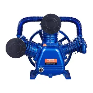 VEVOR Air Compressor Pump Head, 10HP 17.5CFM 90PSI, 3-Cylinder Oil Lubricated Air Compressor Piston Pump Head, Dual Stage V-Type Cast Iron Air Compressor Pump Replacement with Max. 185PSI Pressure