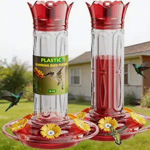 Birdream Hummingbird Feeders for Outdoors Hanging 10 oz 5 Feeding Ports, 2 Pack Plastic Humming bird Feeder with Ant Moat Brush Leak Proof with Ant Proof Ports,Mother's Day gift