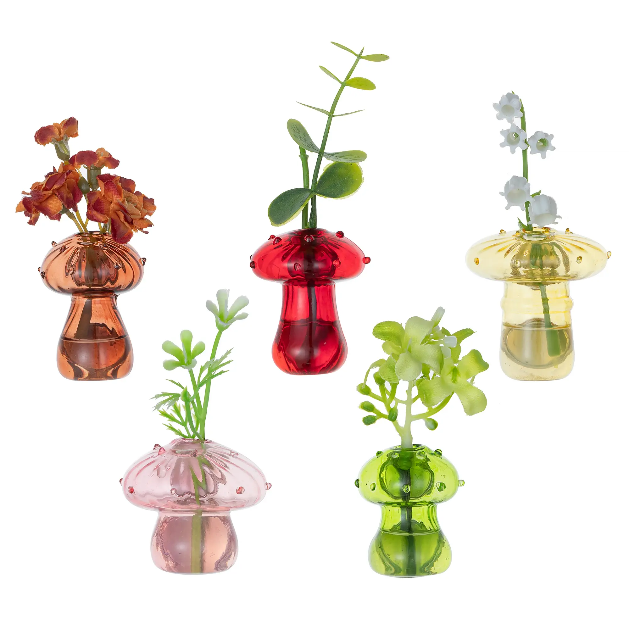 Mushroom Glass Fridge Magnets, Set of 5 Colored Cute Mini Glass Vases, Tiny Plant Magnets for Refrigerator Decoration Kitchen Locker Kitchen Office,TikTokShopBlackFriday
