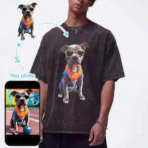 【Custom】Vintage Washed 100% Premium Cotton T‑Shirts for Men & Women, Design Your Own Personalized Short Sleeve Tee, Customize with Your Unique Photos, Texts, Logos & Graphic Prints, Casual Soft Breathable Customized Shirts for Daily Wear