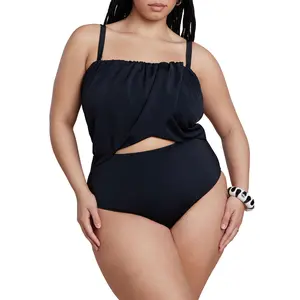 ELOQUII Women's Plus Size Crossover Strapless One Piece