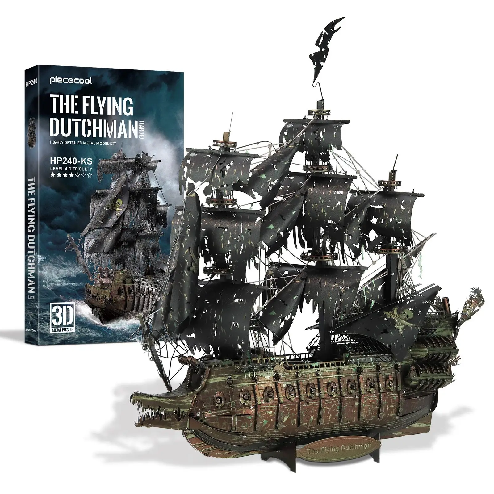 The Flying Dutchman Pirate Ship Model, 369pcs/set Metal 3D Puzzle Assembly Model Kit, Creative Gifts for Friends, Home Decor, Merry Christmas, Crafts,