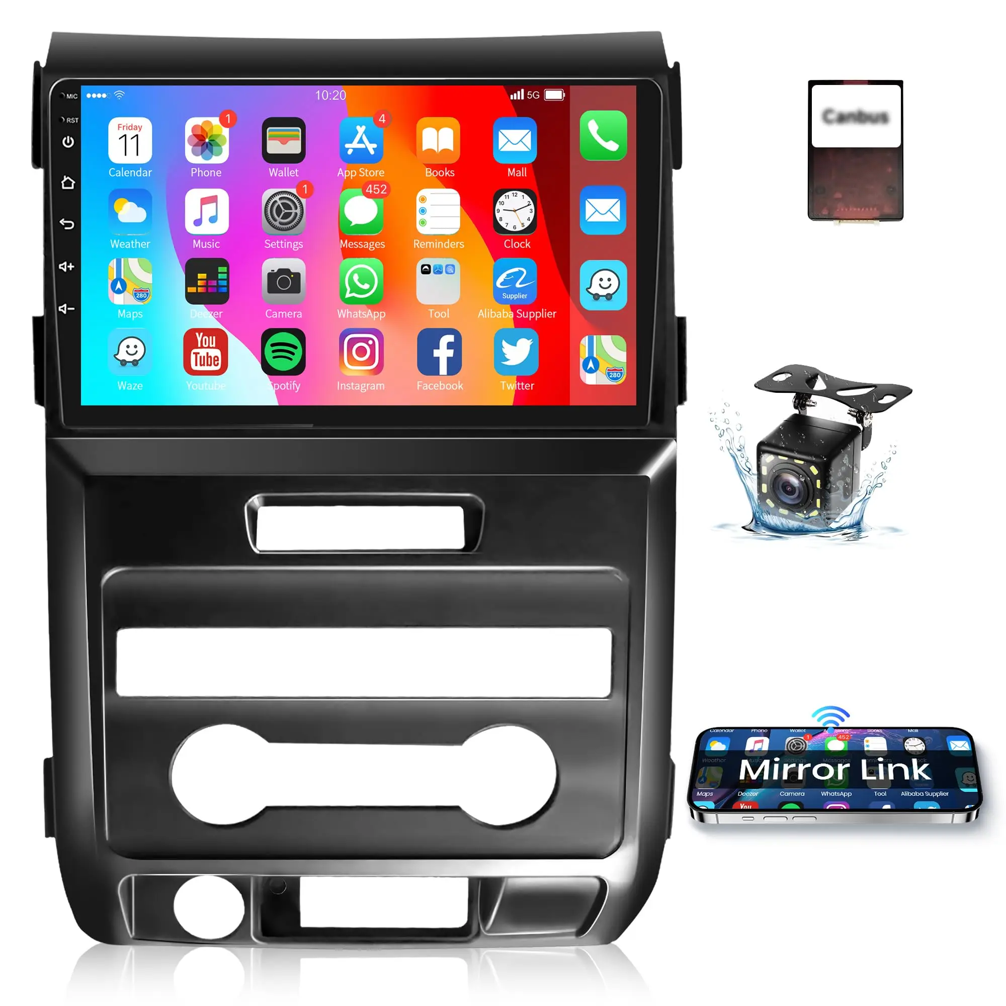 Ford 9-Inch Android 13 Touchscreen Car Video Player for 2009-2012 Ford F150, GPS Navigation, WiFi, Bluetooth, FM/RDS, EQ, Rear View Camera fathersdaygift, Car Head Unit, Car Display Screen