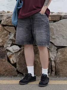 Men’s Summer Fashion Minimalist Solid Color Denim Shorts – Street Style Casual Beachwear Menswear Baggy Classic Soft