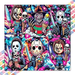 1 DIY handmade diamond painting set, 5D diamond art kit, DIY decoration, knife, skull, ice cream. Diamond painting set with full round diamonds, mosaic, diamond art, DIY art home decor, suitable for Christmas, Handmade Gifts