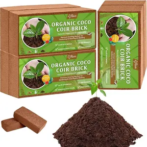 6pcs Organic Coco Coir Bricks Soil Blocks- 100% Natural Compressed Coco Peat Brick Fiber Substrate with Low EC& pH, High Expansion Coco Coir Pith Husk for