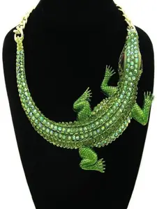 Crystal Alligator Necklace, Punk Style Chain Print, Vintage Lockbone Chain, Party Halloween Stage Accessory