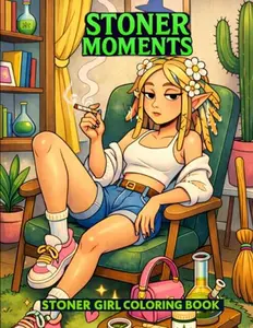 Stoner Moments Coloring Book: Cute & Funky Girl Colouring Pages for Chill Vibes and Stress Relief — A Great Gift for Adults
