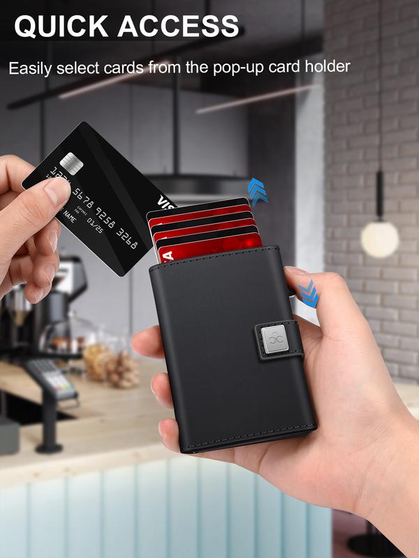 Men's Ultra-Thin RFID Blocking Aluminum Alloy Wallet, Minimalist Minimalist Business Design with Pop-Out Card Slots, ID Window and Cash Compartment, RFID Card Holder, Ideal Christmas Gift for Dad or Boyfriend