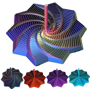 3D Printed Sensory Fidget Star Expanded Fractal Hexagon Stress Relief Toy with Handles Honeycomb Whirling Spiral Design for ADHD Autism Relief