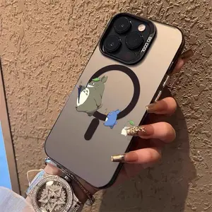 Cute Little Totoro Phone Case for iPhone 17 16 15 14 13 12 11 Pro Max Air Magnetic MagSafe Matte Laser Metallic Phone Case | Aurora Gradient Finish with Smooth Matte Texture | Durable Scratch-Resistant Anti-Fingerprint Protective Cover