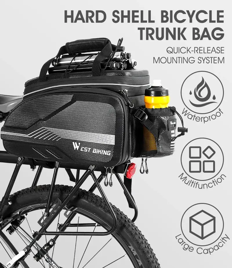 WEST BIKING Waterproof Hard Shell MTB Bike Bicycle Rear Rack Pack Bag Pannier